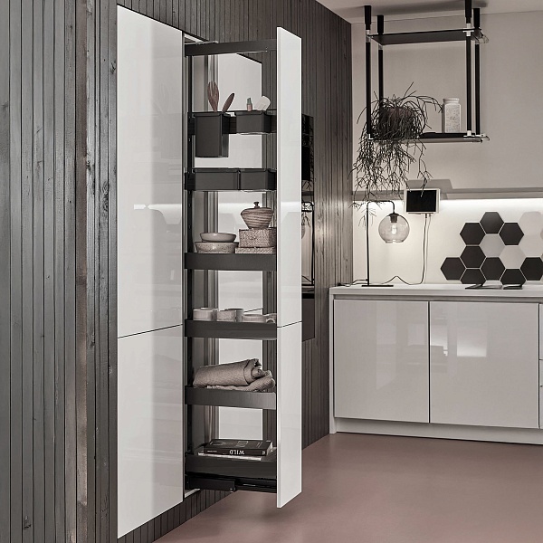 КОМПЛЕКТ ПВ Юбокс, Диспенса 90° 300 мм, H 1900-2300, Арена ПЬЮР, 4 полки + 2 Юбокс, цвет АНТРАЦИТ Kessebohmer | официальный магазин