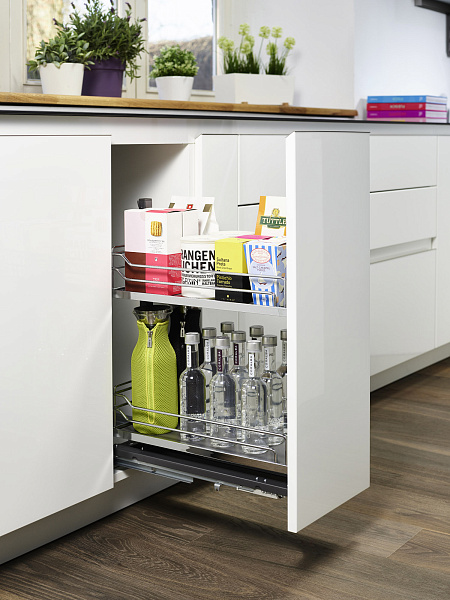 КОМПЛЕКТ Диспенса Джуниор Слим 400 мм, H 640-728, Арена КЛАССИК, 2 полки, цвет ХРОМ Kessebohmer | официальный магазин